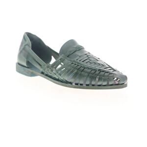 Frye Dark Green Woven Leather Huarache Flats